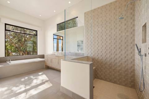 Bath with soaking tub and shower