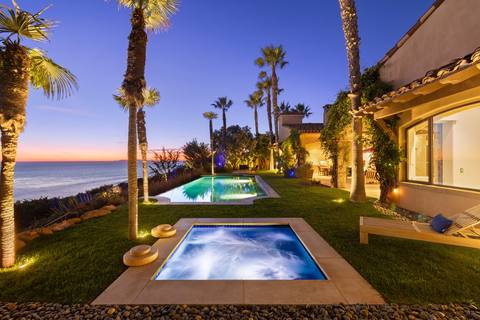 Spa and pool at dusk